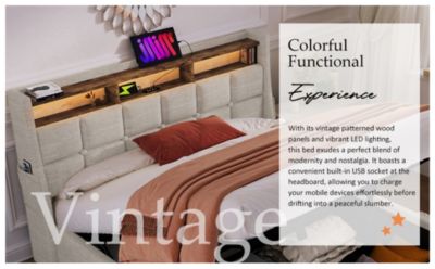 Streamdale Hydraulic Storage Full Size Platform Bed with LED & USB