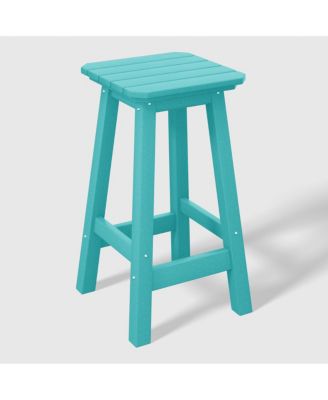 24" HDPE Outdoor Patio Counter High Backless Square  Set of 2