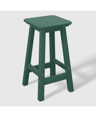24" HDPE Outdoor Patio Counter High Backless Square  Set of 2