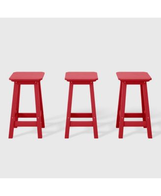 24" HDPE Outdoor Patio Counter High Backless Square Set of 3
