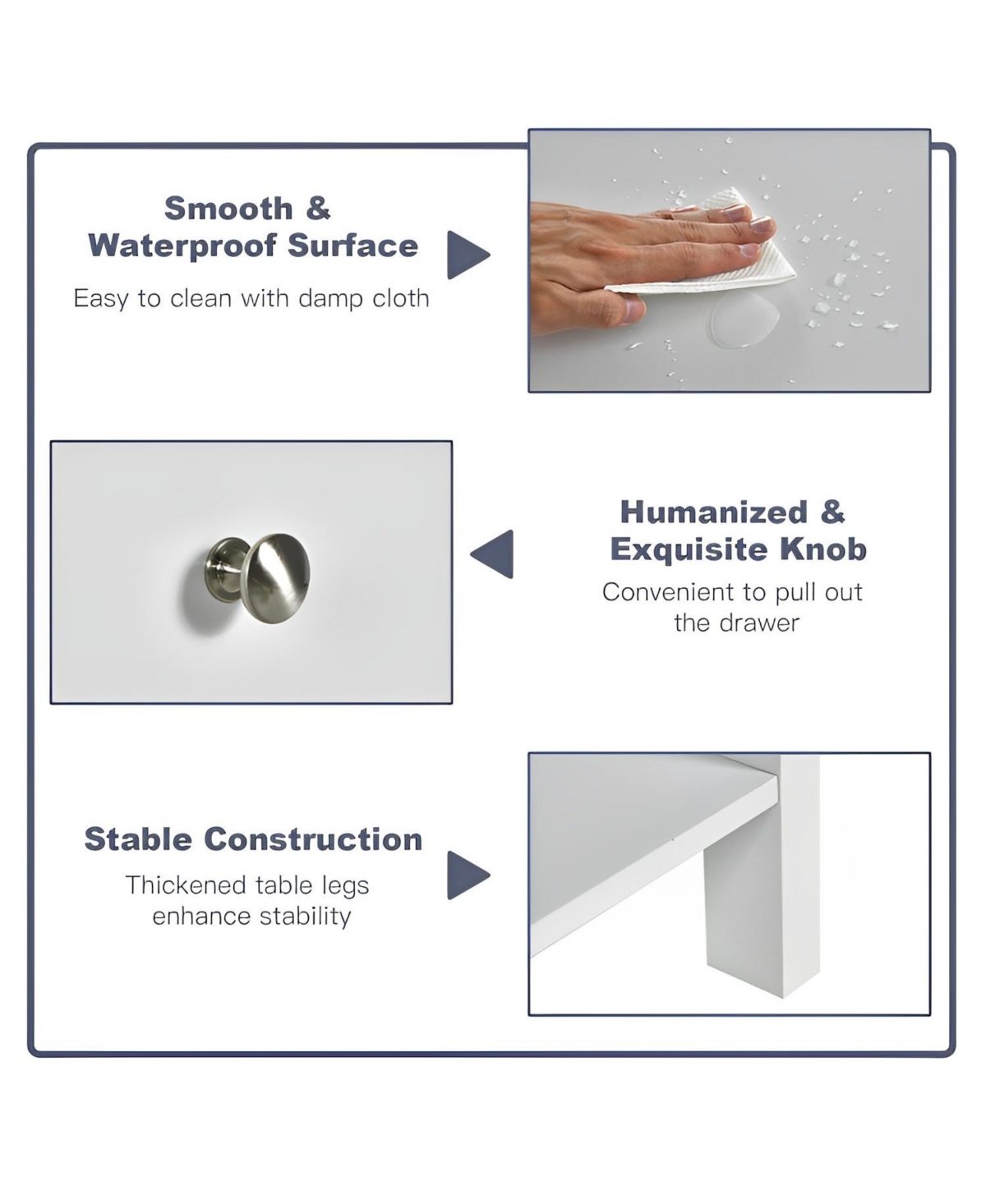 Sugift Wooden Storage Shelf Nightstands with Drawer for Bedroom and Living Room- White