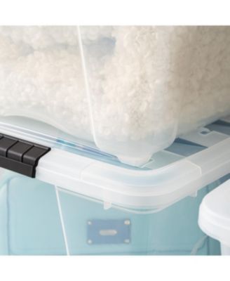 6 Pack 53qt Clear View Plastic Storage Bin with Lid and Secure Latching Buckles