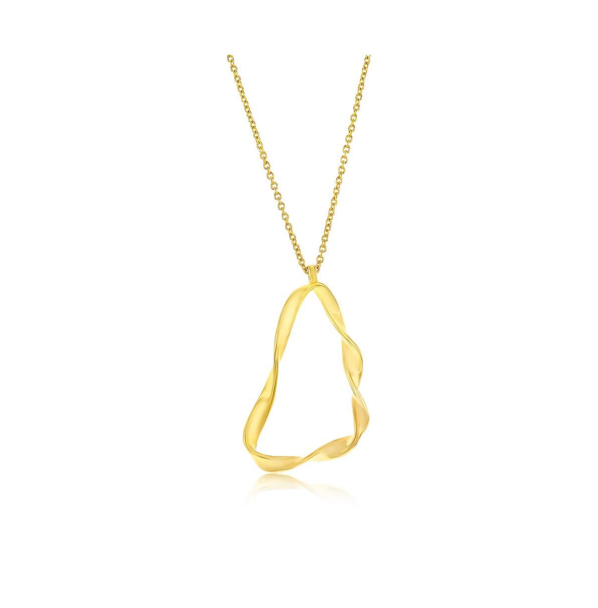 Gold Plated Over Sterling Silver Twisted Triangle Design Necklace - Gold