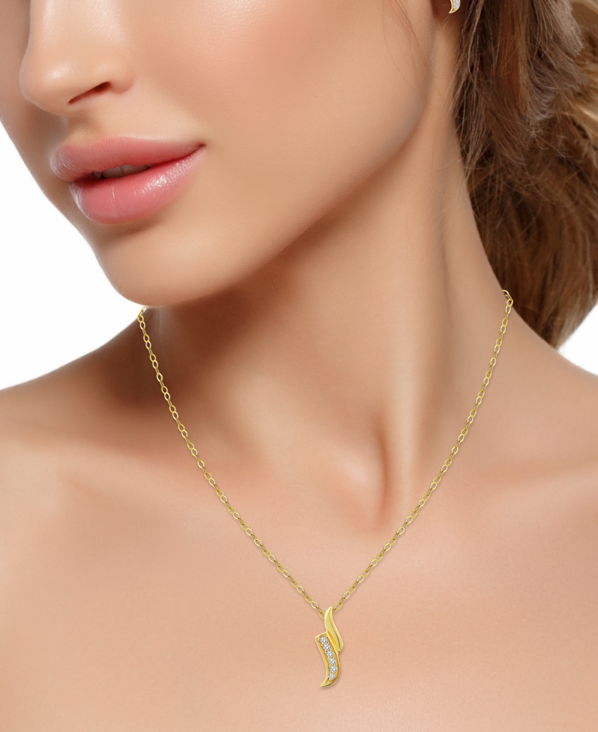 Giani Bernini 2-pc. Set Cubic Zirconia Swirl Pendant Necklace & Matching Stud Earrings In 18k Gold-plated Sterling In Gold