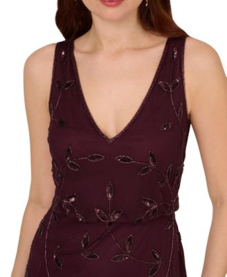 adrianna papell women's sleeveless v neck blouson beaded cocktail dress Beige 1960s Polka Dot Square Neck Puff Dress main image 0