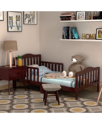 Kids Toddler Wood Bed Bedroom Furniture w/ Guardrails