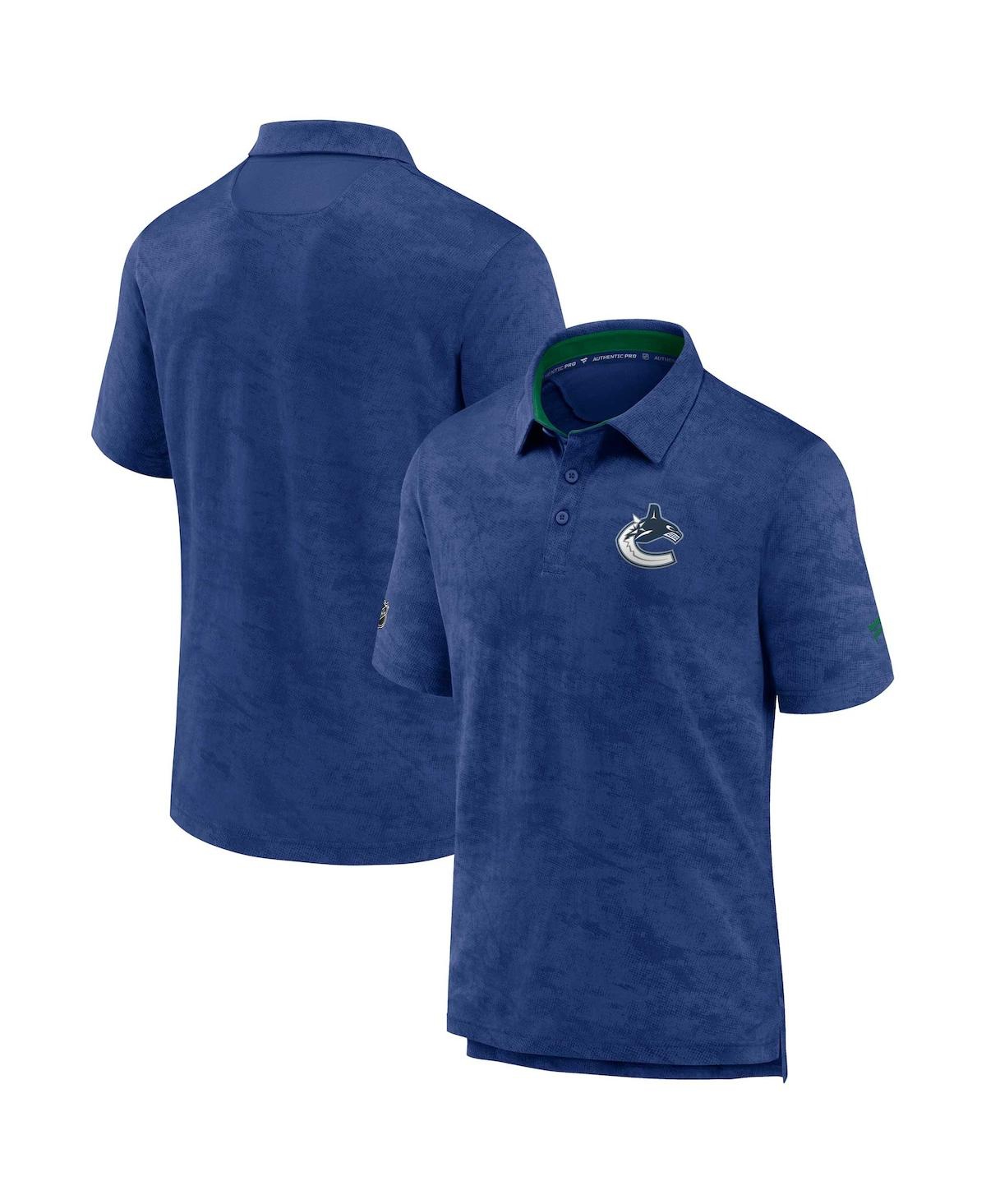 Fanatics Men's Blue Vancouver Canucks Authentic Pro Rink Polo In Blue,green