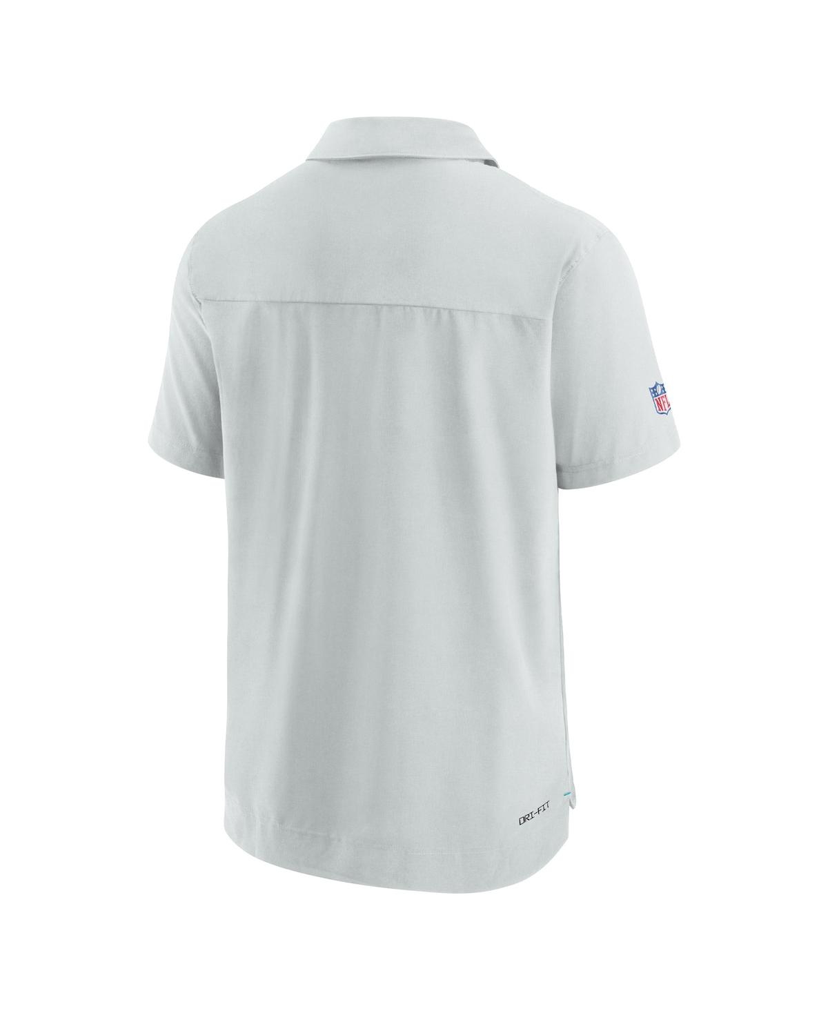 Nike Men's Miami Dolphins Sideline Lockup Performance Polo In White,aqua