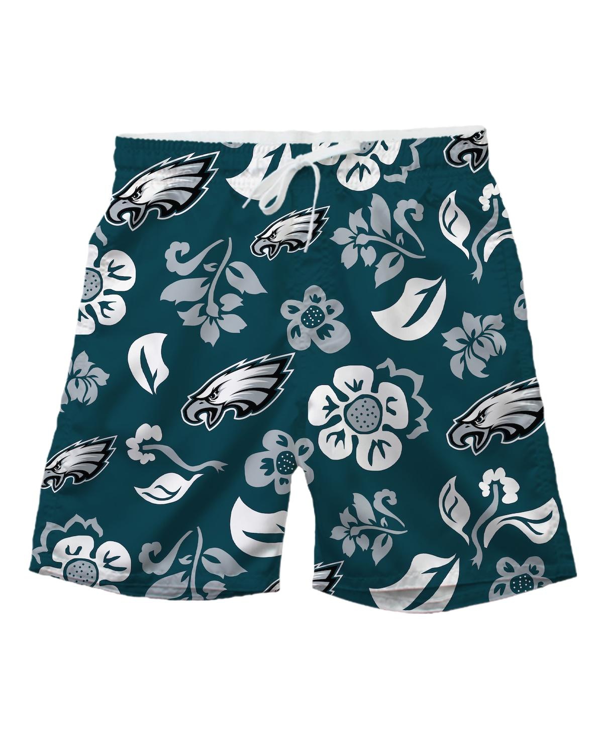 Wes & Willy Wes Willy Big Boys And Girls Midnight Green Philadelphia Eagles Floral Volley Swim Trunks In Gray