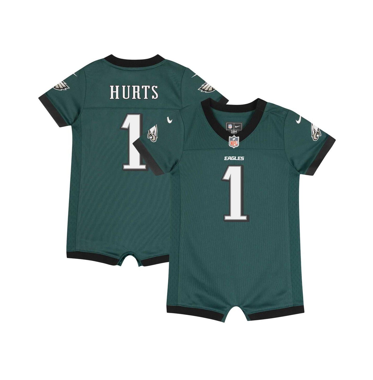 Комбинезон Nike Jalen Hurts Midnight Philadelphia Eagles Game Romper Jersey для малышей, цвет: Зелёный / Белый — фото 1