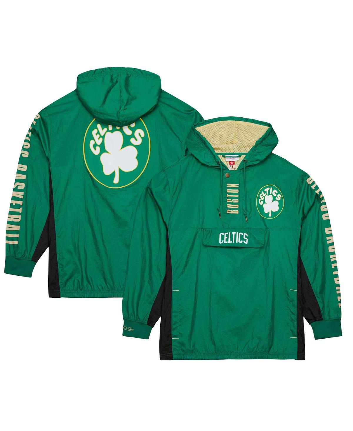 Mitchell Ness Men's Kelly Green Boston Celtics Big Tall Hardwood Classics Team Og 2.0 Anorak Hoodie Quarter-Zip Windbreaker Jacket - Kelly Green