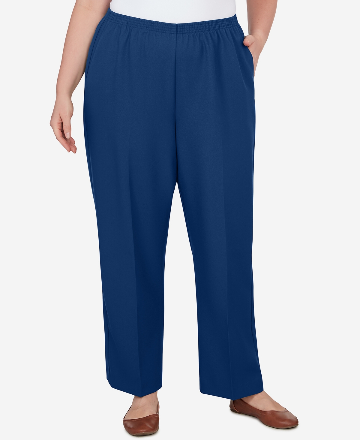 Alfred Dunner Plus Size Classic Accord Elastic Waist Medium Length Pant