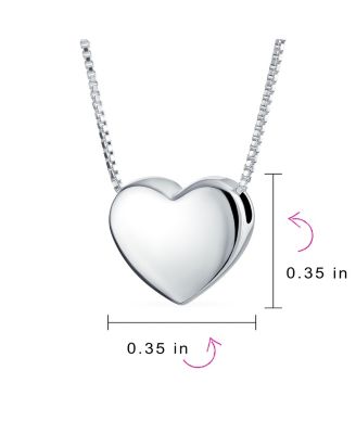Plain Simple Heart Pendant Necklace Slide Pendant Sterling Silver
