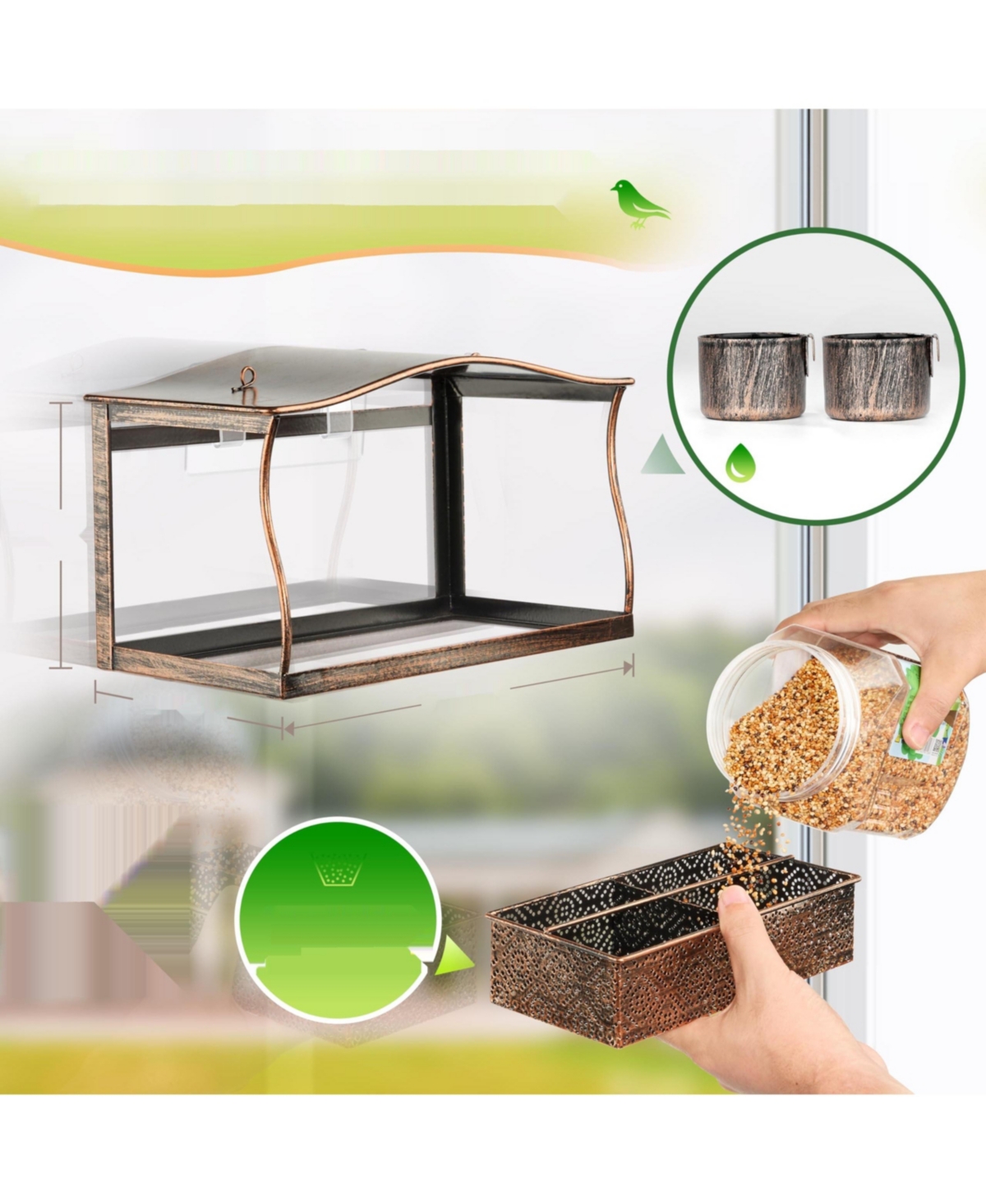 Twinkle Star Gazebo Bird Feeder for Outdoor & Garden, Antique Finish - Bronze no.1