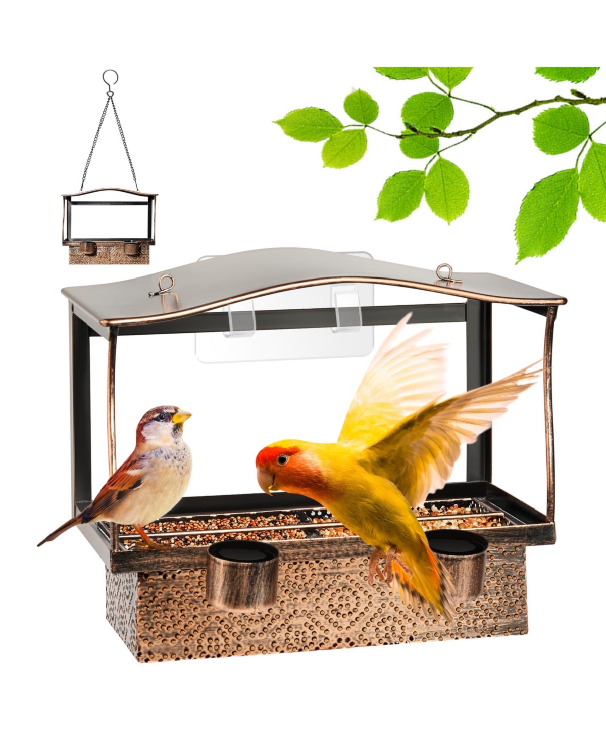 Twinkle Star Gazebo Bird Feeder for Outdoor & Garden, Antique Finish - Bronze no.1