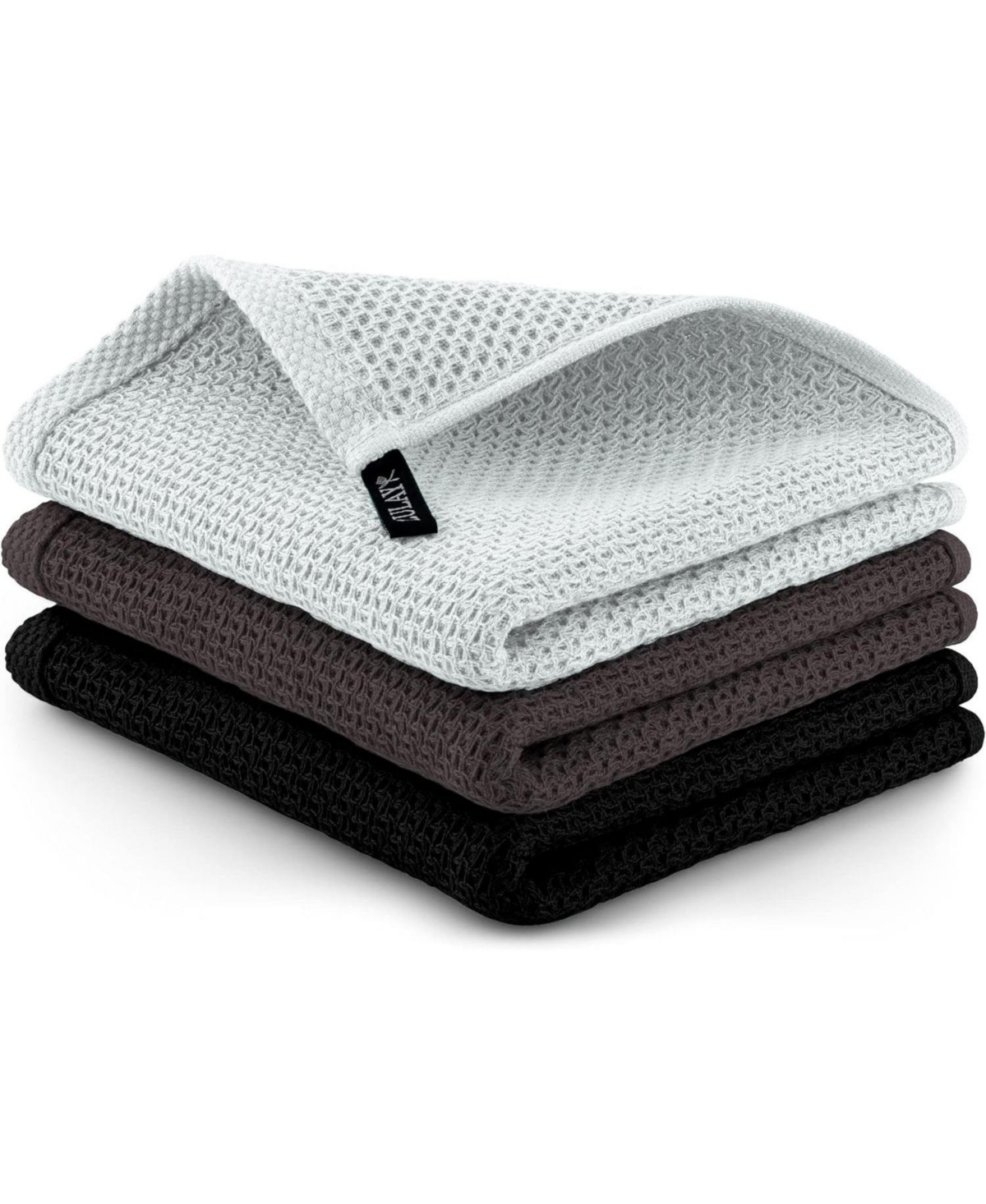 Zulay Kitchen Reusable Kitchen Towels 3 Pack 100% Cotton Waffle Weave - Super Absorbent Dish Towels for Kitchen