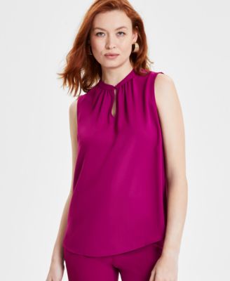 Kasper Keyhole Charmeuse Sleeveless Blouse - Macy's