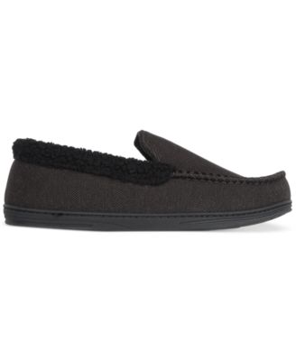 Men's Brushed Knit or Plaid Lewis Moccasin Slipper with Fleece Lining and Memory Foam 