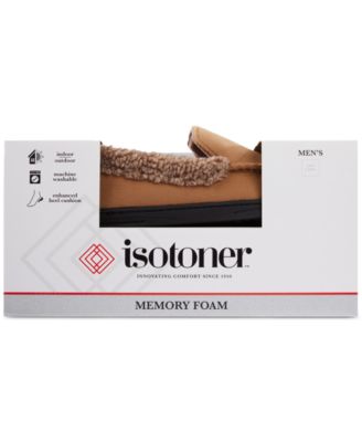 Men's Brushed Knit or Plaid Lewis Moccasin Slipper with Fleece Lining and Memory Foam 