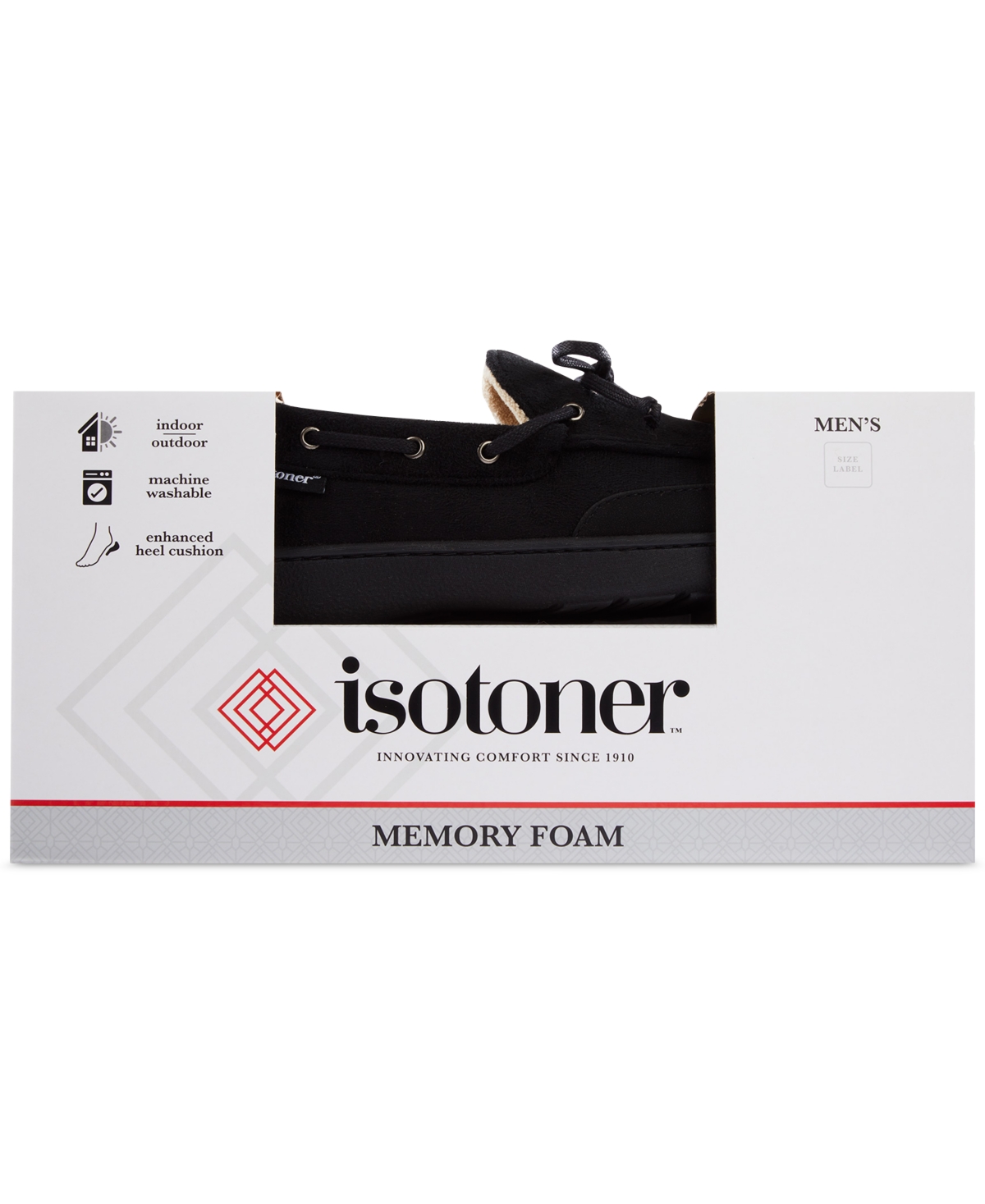 Isotoner Men's Water Repellent Microsuede Carter Boater Moccasin Slipper with Memory Foam