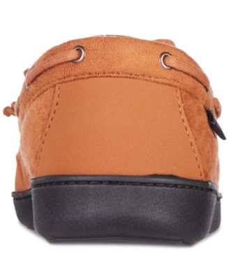 Men's Water Repellent Microsuede Carter Boater Moccasin Slipper with Memory Foam 