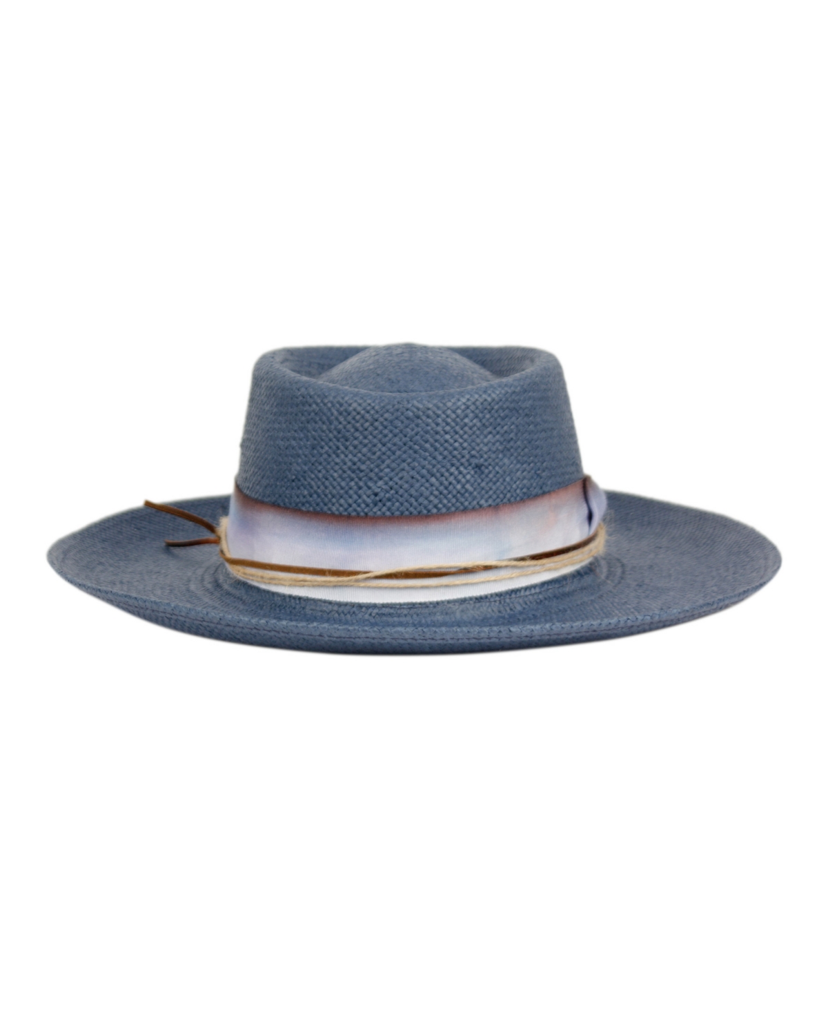 Angela & William Straw Pork Pie Fedora Hat In Navy