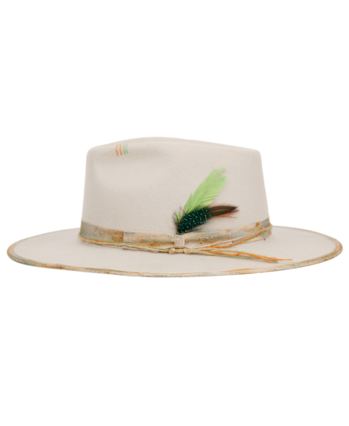 Angela & William Vintage-like Flat Brim Felt Fedora Ranch Hat In Lt Gray