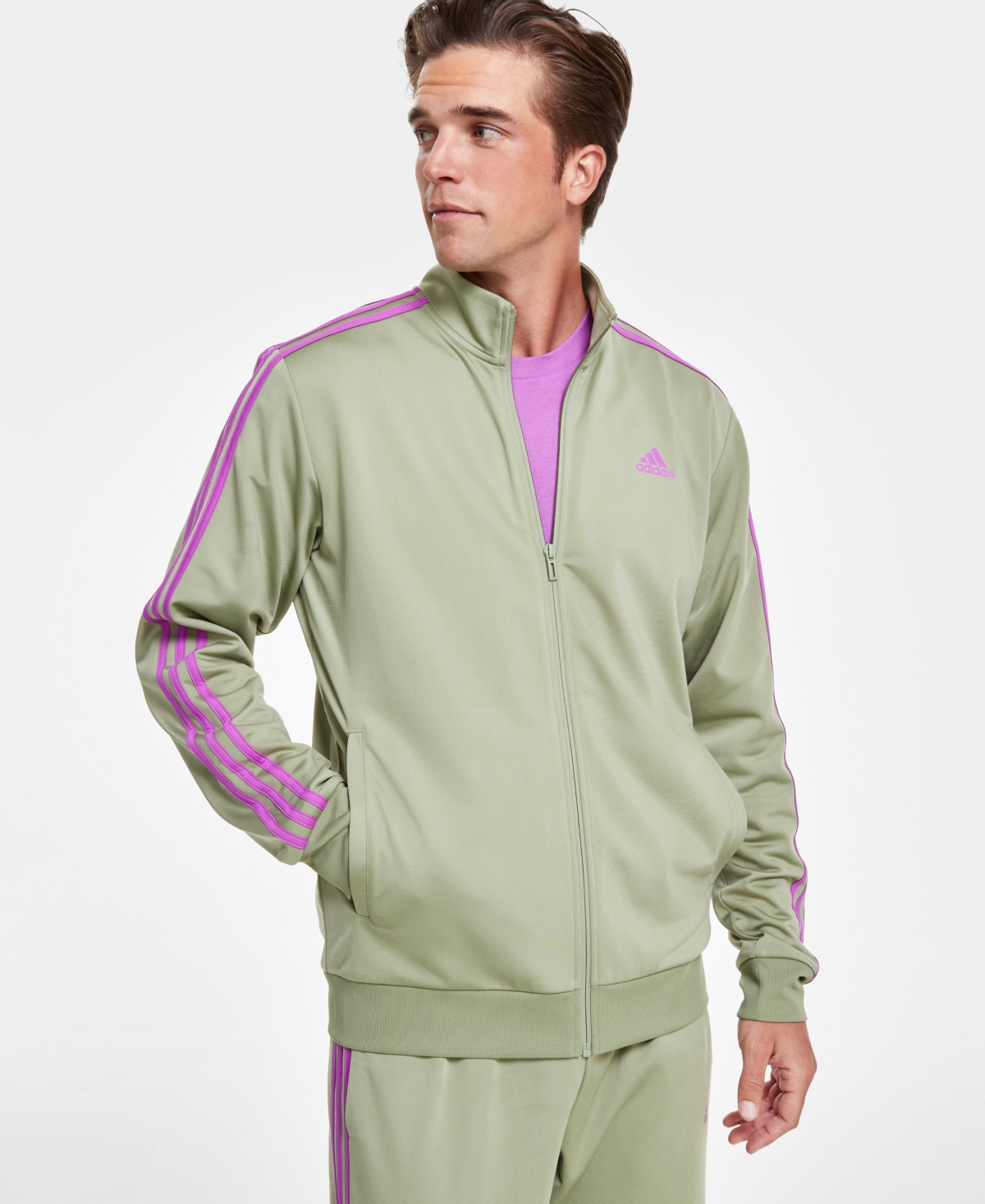 ADIDAS ORIGINALS MEN'S ESSENTIALS WARM-UP 3-STRIPES TRACK JACKET 