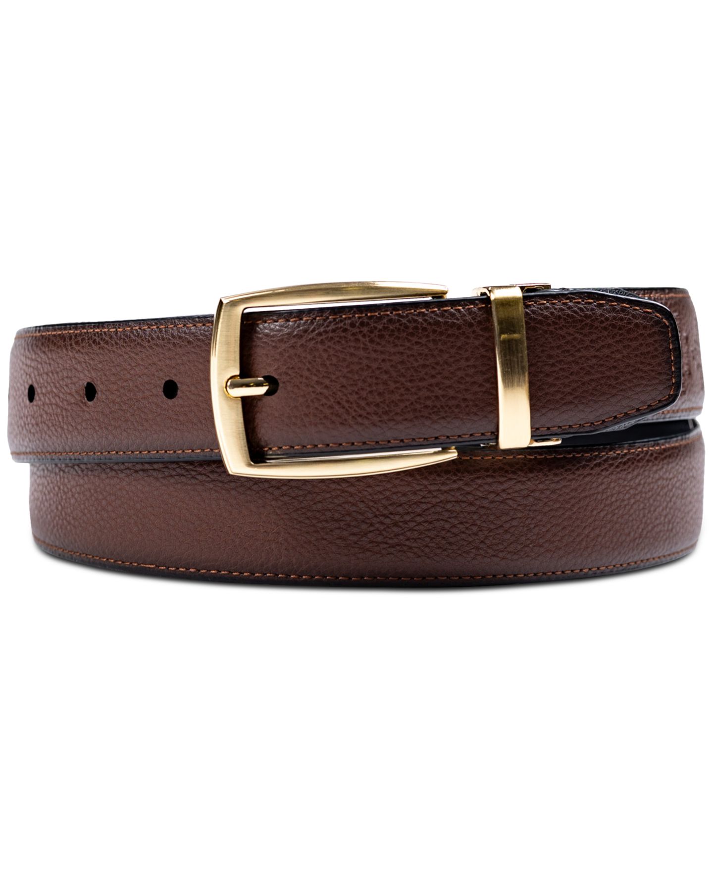 Мужской ремень Club Room 32MM Reversible Pebble Belt, цвет: Чёрный / Коньячный — фото 2