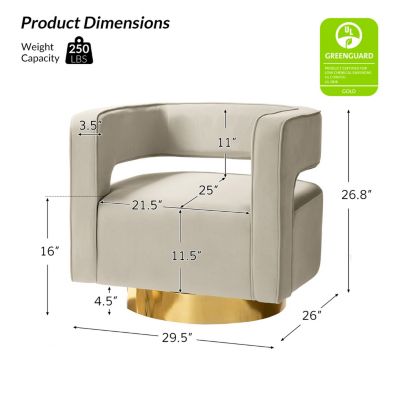 Carisa Contemporary Swivel 29.5" W Barrel Chair with Metal Base