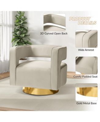 Carisa Contemporary Swivel 29.5" W Barrel Chair with Metal Base