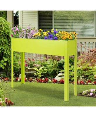 40" Raised Metal Garden Bed with Legs and Drainage Hole, Elevated Planter Box for Backyard