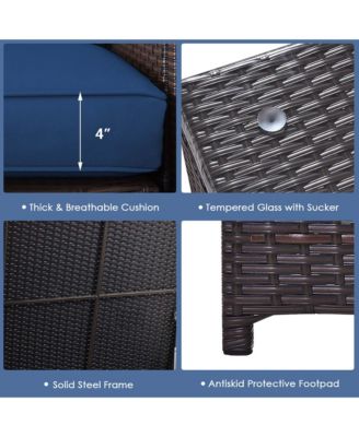 6PCS Patio Rattan Furniture Set 32'' Fire Pit Table Tank Holder with Cover