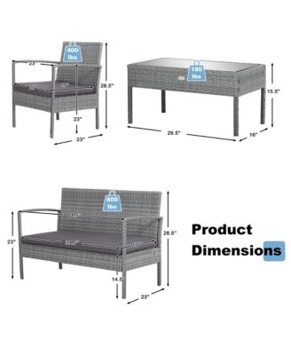 8 PCS Outdoor Rattan Furniture Set Patio Conversation Sofa Set Cushioned Grey