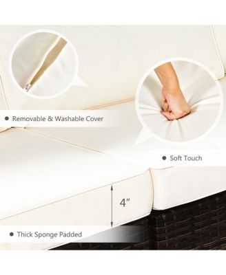 8PCS Patio Rattan Furniture Set Fire Pit Table Tank Holder Cover Deck