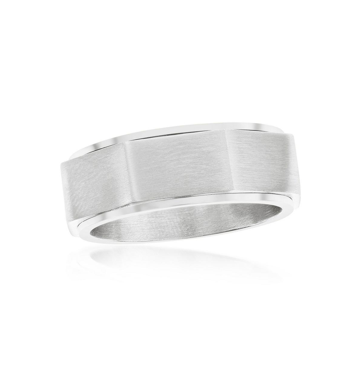 Stainless Steel Geometric Spinner Ring - Silver