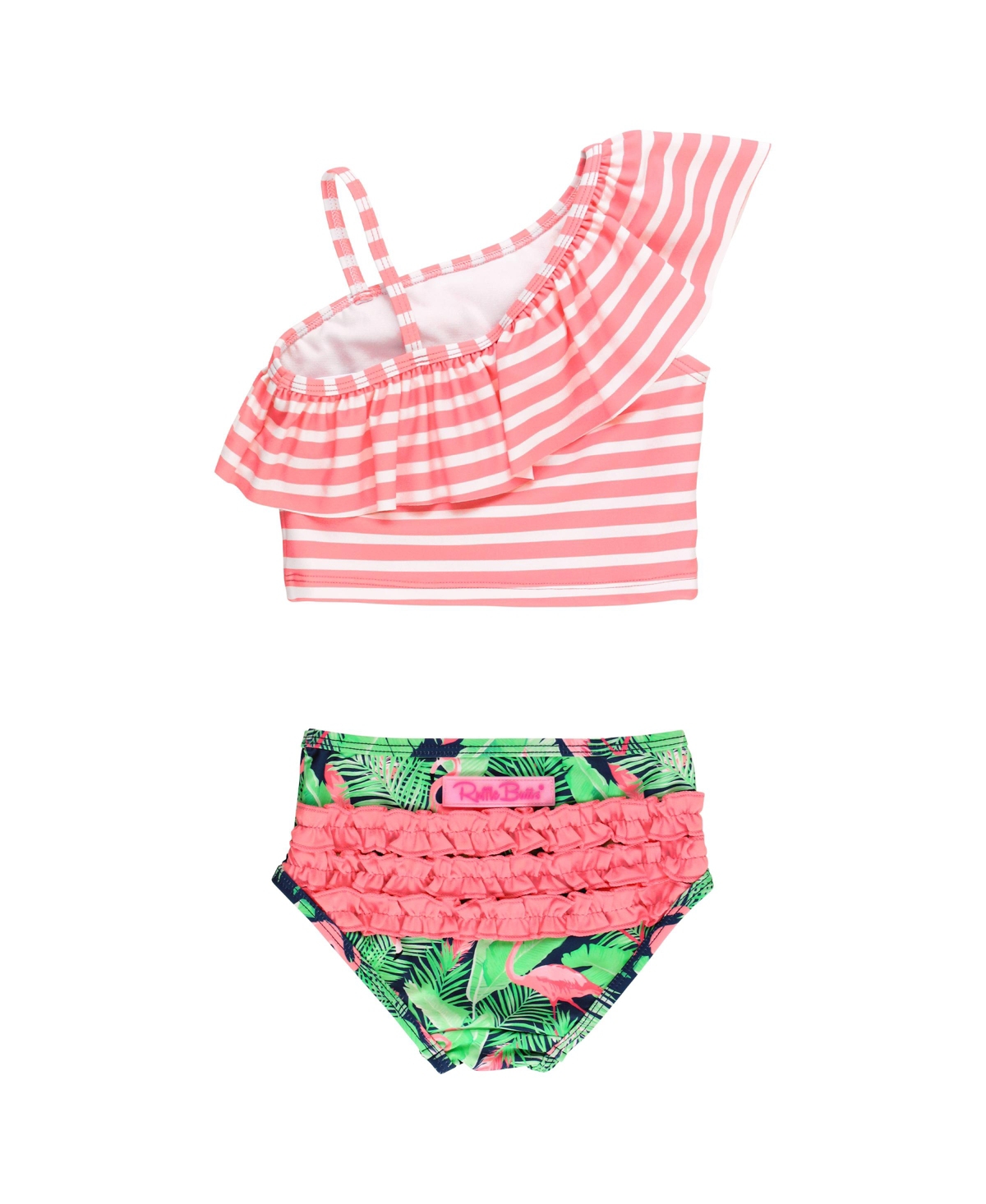 RuffleButts Toddler Girls One Shoulder Ruffle Tankini