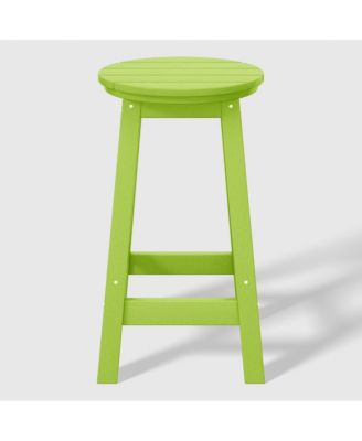 24" HDPE Outdoor Patio Round Counter Height  Stool Set of 2