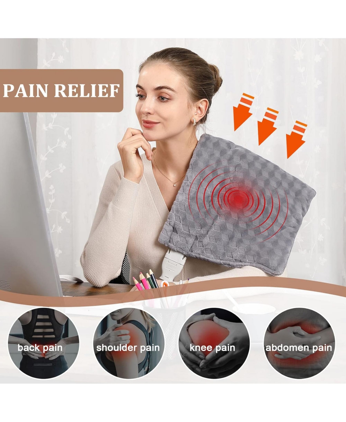 Caromio Weighted Electric Heating Pad with Massager, 18