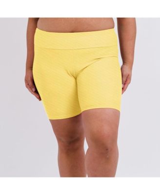 Plus Size Chlorine Resistant High Waisted Mid-Thigh Swim Shorts