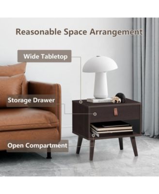 Nightstand Bedroom Table with Drawer Storage Shelf
