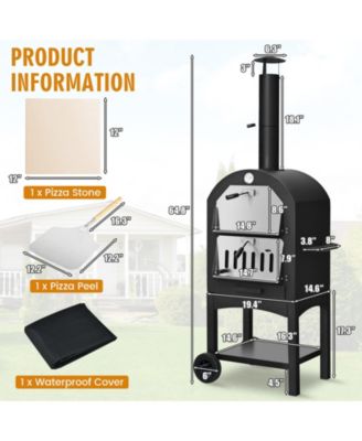 Portable Outdoor Pizza Oven with Pizza Stone and Waterproof Cover