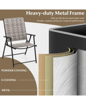 Set of 4 Patio Folding Chairs with Armrests and Portable Lawn Chairs for Garden Backyard-Gray