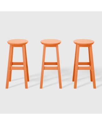 29" HDPE Outdoor Patio Round Bar Stool Set of 3