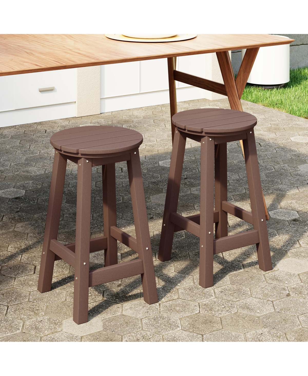 WestinTrends 24" Hdpe Outdoor Patio Round Counter Height Stool Set of
