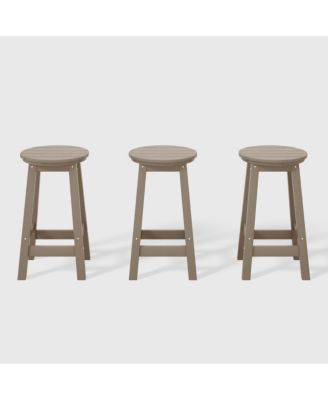 24" HDPE Outdoor Patio Round Counter Height Stool Set of 3