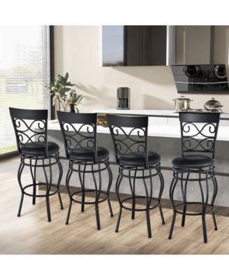 Set of 2 Vintage Swivel Bar Stools 30'' Bistro Upholstered Dining Chairs