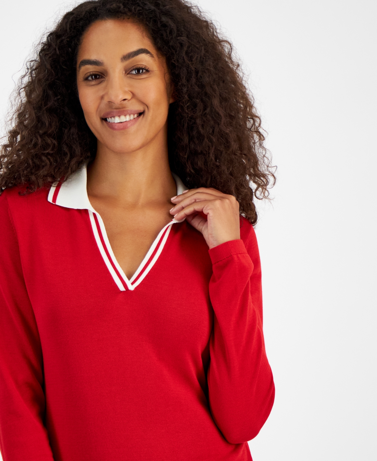 Nautica Jeans Women's Johnny Collar Long-Sleeve Sweater