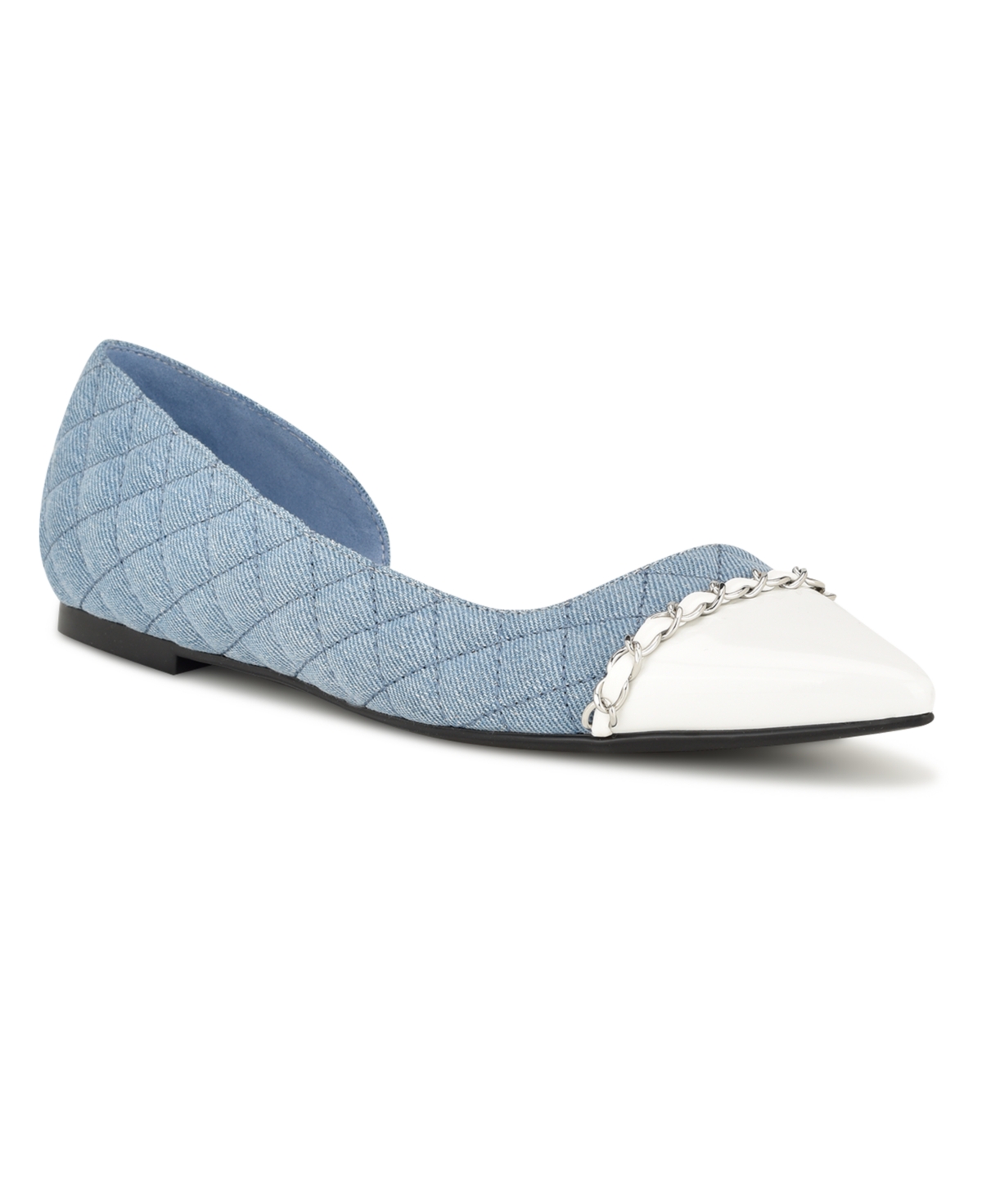 Nine West Women's Breza Slip-On Pointy Toe Dress Flats - Light Blue Denim Multi - Textile and Fau