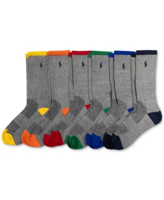 Men's 6-Pk. Performance Tipped Color Heel Toe Crew Socks